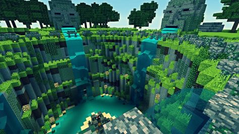 edited a minecraft pic this is a map from lifeboat Sooo ya Minecraft Hole Ideas, Minecraft Mystical Forest, Minecraft Hole Base, Water Base Minecraft, Mystical Minecraft, Minecraft Mystical Builds, Minecraft Shrine, Minecraft Alien, Overgrown Minecraft