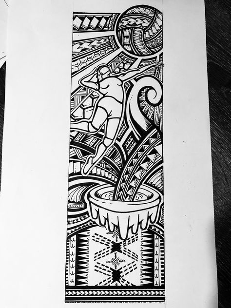 Samoan Drawing, Polynesian Drawing, Samoan Drawings Art, Micronesian Art, Volleyball Tattoo Ideas, Round Polynesian Tattoo, English Portfolio, Japanese Polynesian Mix Tattoo, Samoan Art