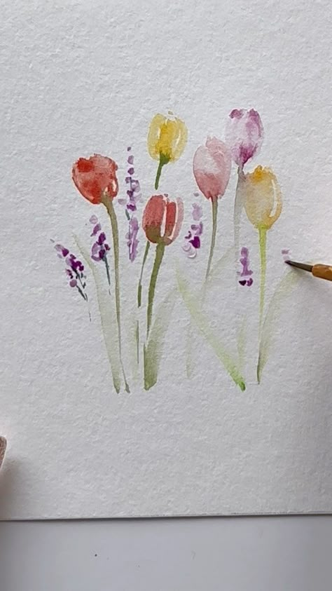 simply.seema on Instagram: If Tulips are here so is spring, and so is hope🌿 Art supplies used : @artistro.artsupplies watercolors @xuancheng brush 10/0 @cansonusa… Watercolor Tulip Bouquet, Watercolor Tulips Tutorials, Watercolour Tulips, Tulip Watercolor, Watercolor Notecards, Tulips Watercolor, Simple Watercolor Flowers, Watercolor Painting Easy, Women Watercolor