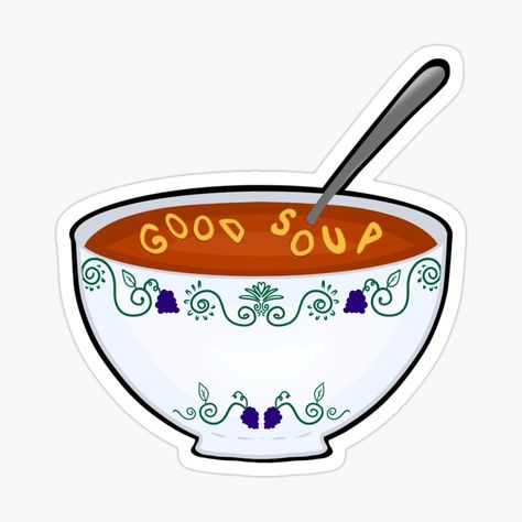 Soup Sticker, Good Soup, Berries And Cream, Meme Design, Cream Style, Funny Stickers, Sticker Design, Awesome Products, Vinyl Sticker