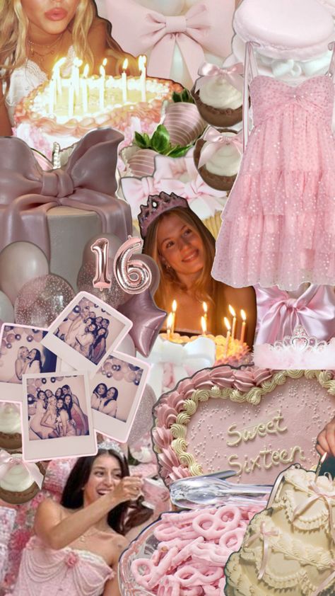 pink sweet sixteen collage #coquette Pink Sweet Sixteen, Dream Sweet 16, Birthday Dream, Pink Birthday Decorations, Sweet Sixteen Ideas, Birthday Vibes, Pink Birthday, Sweet Sixteen, My Birthday