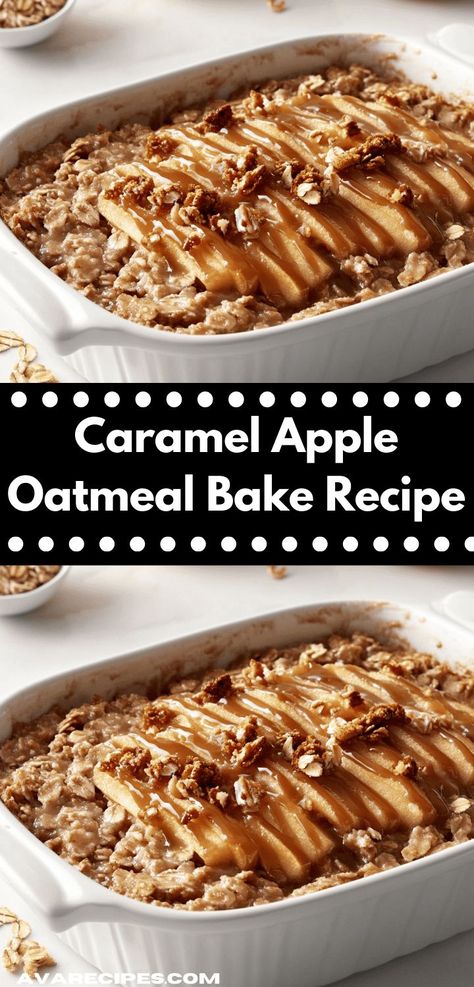 Searching for a family-friendly dessert that everyone will love? This Caramel Apple Oatmeal Bake offers a delightful taste experience with minimal prep. It's an irresistible choice for special occasions or everyday indulgence. Apple Oatmeal Bake, Caramel Apple Oatmeal, Oatmeal Bake, Caramel Drizzle, Apple Oatmeal, Fall Breakfast, Spiced Apples, Delicious Breakfast, Baked Oatmeal