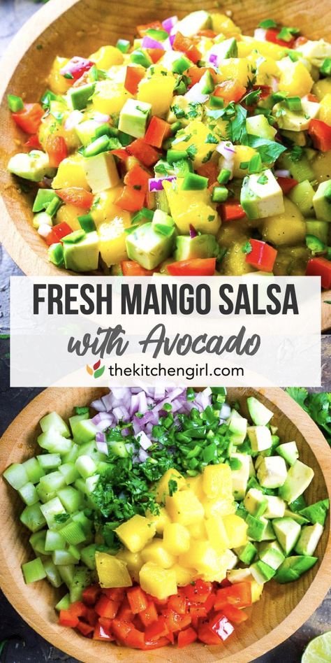 Salsa With Avocado, Fresh Mango Salsa Recipe, Mango Salsa Recipe, Fresh Mango Salsa, Recipes Avocado, Avocado Salsa Recipe, Mango Salsa Recipes, Mango Avocado Salsa, Salsa Ingredients