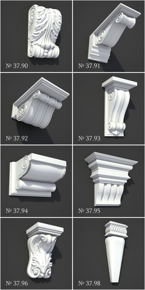 Facade Decor, Gypsum Ceiling Design, Decorative Corbels, House Window Design, Front Wall Design, Cornice Design, Pillar Design, Classic House Exterior, Decorative Brackets