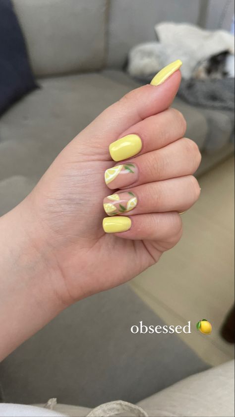 Lemon Acrylic Nails, Lemon Nails Designs, Lemon Nail Art, Lemon Nails, Red Acrylic Nails, Square Acrylic Nails, Summer Nails, Acrylic Nails, Nail Designs