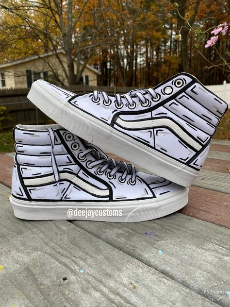 Sk8 High Vans, High Vans, Zapatillas Nike Air Force, Custom Vans Shoes, Painted Shoes Diy, Custom Sneakers Diy, Mens Vans Shoes, Custom Painted Shoes, Tenis Vans