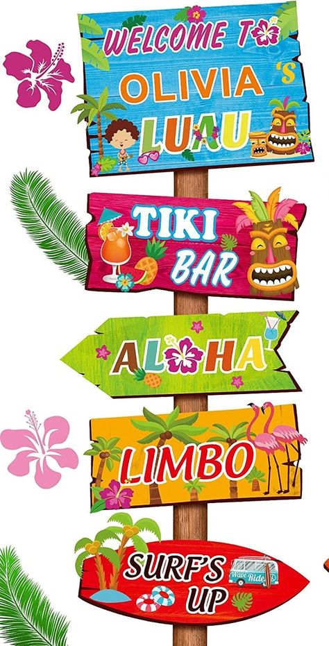 Tropical Paradise Theme, Hawaiian Christmas Tree, Hawaii Decorations, Hawaii Birthday Party, Hawaii Crafts, Hawaii Themed Party, Pool Party Favors, Luau Party Decorations, Hawaiian Party Decorations