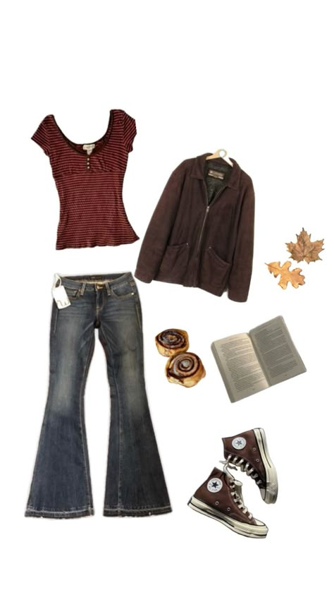 Dory Gilmore Outfits, Rory Gilmore Birthday Outfit, Flared Jeans Style, 1990s Fall Fashion, Fall Gilmore Girls Outfits, Gilmore Outfits Rory, Autumn Outfits Leggings, Rory Gilmore Outfit Inspo Summer, Autumn Downtown Girl Outfits