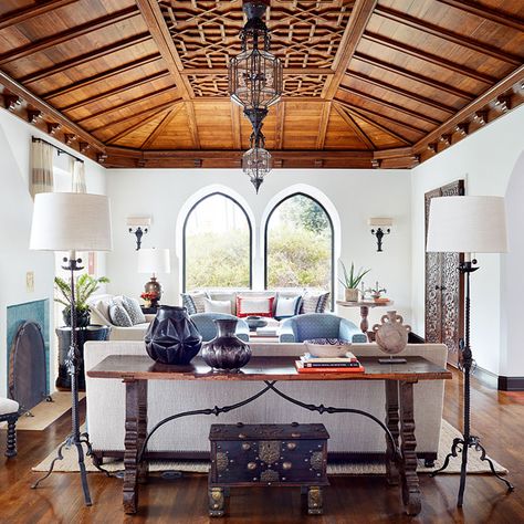 Interiors – La Jolla – Hispano Moresque | Madeline Stuart Nicole Hollis, Spanish Revival Architecture, Fixer Upper Living Room, Clements Design, Madeline Stuart, Spanish Revival Home, Colonial Interior, 0 Interest, Colonial Style Homes