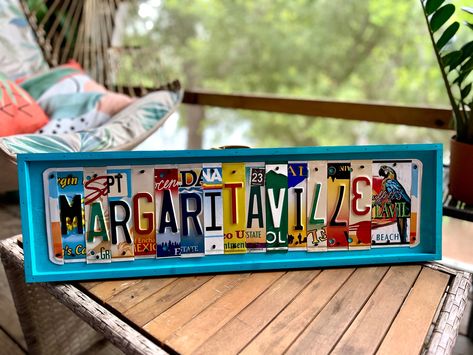 Margaritaville license plate sign, its 5 O'clock somewhere, key west, island life, tiki bar decor, housewarming gift, jimmy buffet, beach. by AlyssasWoodshop on Etsy Diy Margaritaville Decor, Margaritaville Decor Home, It’s 5:00 Somewhere Sign, Margaritaville Bar, Margaritaville Sign, Margaritaville Decor, Beach Style Decorating, License Plate Sign, Tropical Parrot