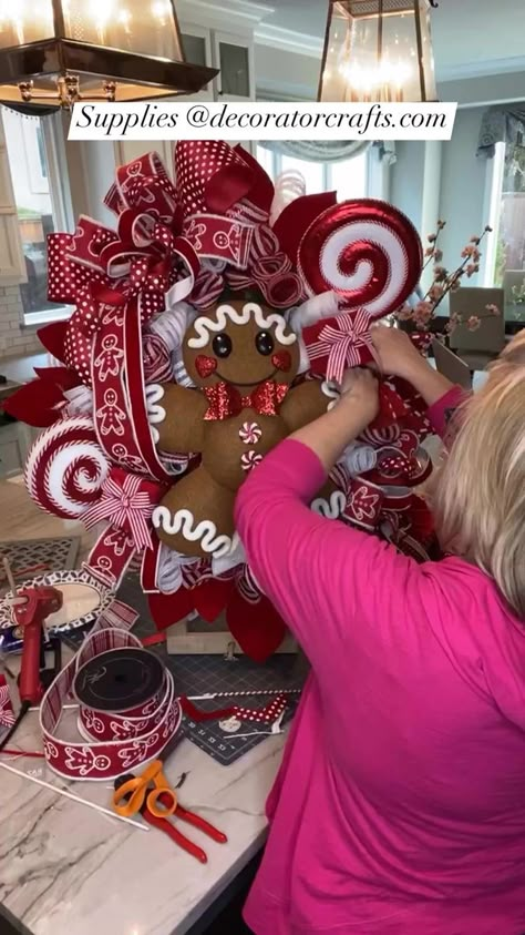 98K views · 1.6K reactions | Supplies @decoratircrafts.com. Gingerbread from Offwiththeirheadz Farrisilk Inc. #luxuryloops #decoratorcrafts #gingerbread #peppermint #gingerbreadwreath #christmas2023 #peppermintwreath | DecoratorCrafts | DecoratorCrafts · Original audio Peppermint And Gingerbread Christmas Tree Ideas, Gingerbread Men Christmas Tree, Gingerbread Nutcracker Diy, Gingerbread Wreath Ideas, Gingerbread Wreath Diy, Peppermint Wreath, Gingerbread Decorating Ideas, Gingerbread Christmas Tree Ideas, Gingerbread Tree