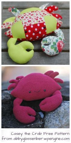 sewing toys patterns Crab Plush, Soft Toy Patterns, Animal Sewing Patterns, Sewing Stuffed Animals, Free Sewing Pattern, Fabric Toys, Plush Pattern, Fabric Animals, Pattern Tutorial