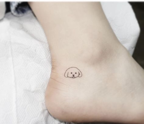 Bichon Poodle Tattoo, Bishon Dogs Tattoo, Bichon Tattoo Ideas, Small Poodle Tattoo, Shihtzu Tattoos Minimalist, Havanese Tattoo, Shih Tzu Tattoo Minimalist, Maltipoo Tattoo, Bichon Tattoo