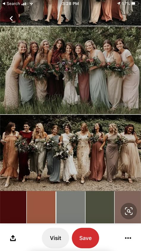 Fall Mountain Bridesmaid Dresses, Cool Tone Fall Wedding Colors, Earth Colors Bridesmaid Dresses, Fall Wedding Palette Bridesmaid Dress, Mismatched Copper Bridesmaid Dresses, Fall Shades Bridesmaid Dresses, Fall Wedding Color Schemes Bridesmaid Dress, Bridesmaid Dresses Autumn Color Palettes, Bridesmaid Dresses Fall Colors Colour Palettes