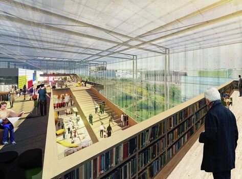 Image 20 of 25. Courtesy of STL Architects University Library Design, Helsinki Library, Library Competition, Helsinki Central Library, Flower Exhibition, Building Decoration, Future Library, Geothermal Energy, Central Library