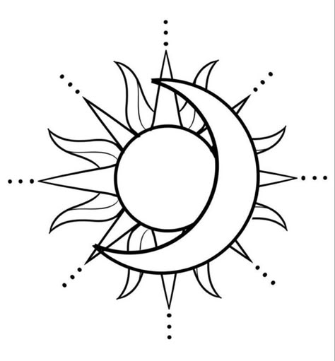 Sun And Moon Coloring Pages, Sun And Moon Coloring, Tattoo Sonne, Moon Sun Tattoo, Sun Tattoo Designs, Moon Coloring Pages, Sun Drawing, Sun And Moon Drawings, Sun Tattoos