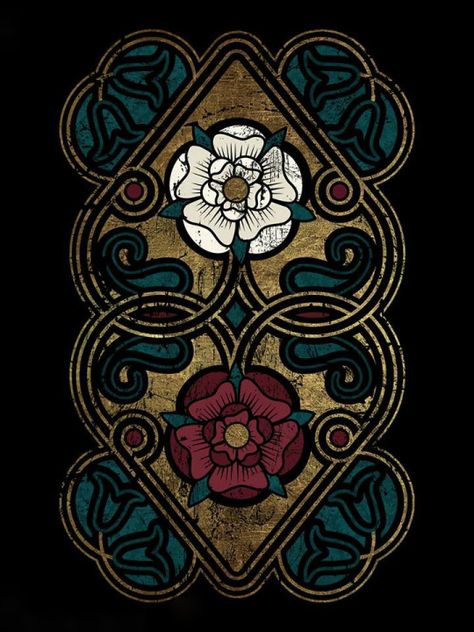 “… in honor of the Houses of York and Lancaster.” Rose Stained Glass Window, Flowers Ceiling, House Of Plantagenet, Blue Rose Tattoos, Tatty Devine, Tudor History, Tudor Rose, Wars Of The Roses, Art Nouveau Design