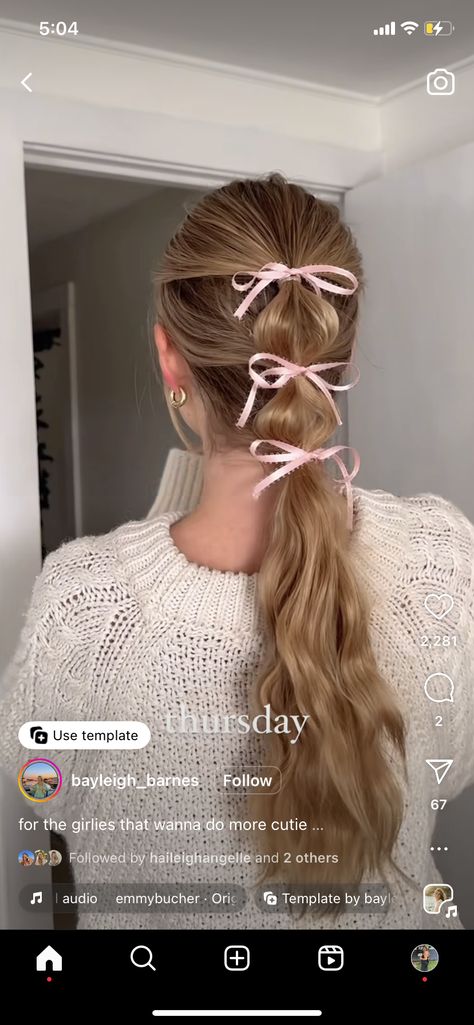 Concert Hairstyles With Ribbon, Unique Hair Styles, Hairstyles With Extensions, Bow Hairstyle, Peinados Fáciles Para Cabello Corto, Hair Stylies, Work Hairstyles, Hairdo For Long Hair, Good Hair Day