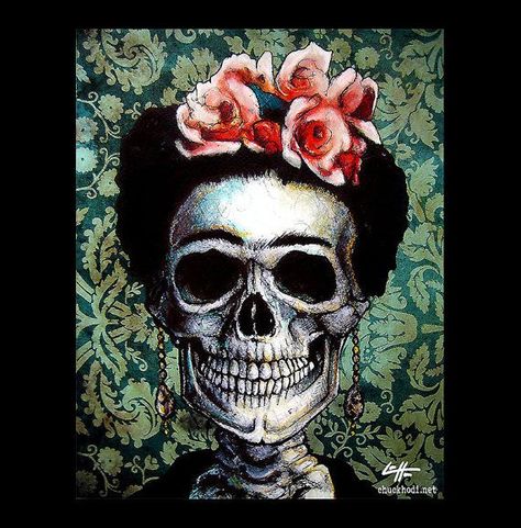 Frida Skull 2 Nurse Art, Frida Art, Sugar Skull Art, Skull Artwork, Skull Wallpaper, 11x14 Print, Skulls And Roses, Mexican Folk Art, Skull Design