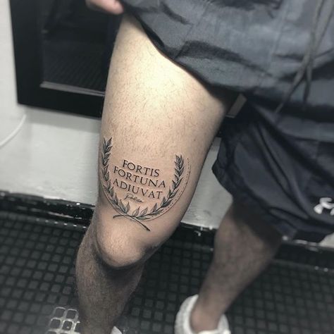 Fortis Fortuna Adiuvat Tattoo, Roman Crown, Horizontal Tattoo, Fortis Fortuna Adiuvat, Latin Tattoo, Roman Tattoo, Egyptian Tattoo Sleeve, Tatted Men, Simple Tattoos For Guys