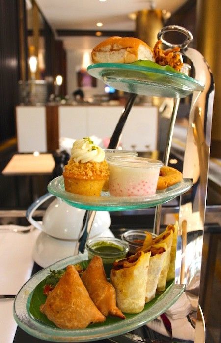 Indian Afternoon Tea at Doha's Luxe Lounge - Qatar Eating High Tea Indian Style, Indian Afternoon Tea Ideas, Indian High Tea Snacks, Indian High Tea Ideas, Indian Afternoon Tea, Indian Tea Party, Indian High Tea, Tea Indian, High Tea Menu