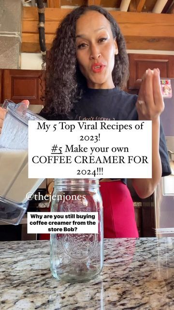 Jen Jones | Plant-Based Queen on Instagram: "My top 5 viral videos of 2023! I am very grateful for all of the love that I have received this year! Thank you! Get ready for the New Year with my viral coffee creamer! Glowing skin by @nevell_skin the only moisturizer I use! @dontforgetthecinnamon_ merch is here! Launching soon! COFFEE CREAMER! 1/2 cup soaked raw cashews (soak overnight in water or 30 minutes in hot water) 1/2 cup full fat coconut milk 2 cups filtered water 2-3 soaked dates (soak until soft-about 30 minutes in water) 1 tsp good vanilla extract or powder Pinch of salt Ceylon cinnamon! Blend for 2 minutes of until creamy! Keeps in the fridge for 4-5 days! Make less if you are the only one that drinks coffee in your house! Allergic to cashews or coconut? Sub 1 cup of Nevell Skin, Make Your Own Coffee, Diy Coconut, Healthy Nutrition Plan, Drinks Coffee, Ceylon Cinnamon, Vegan Menu, Healthy Coffee, Whole Food Diet