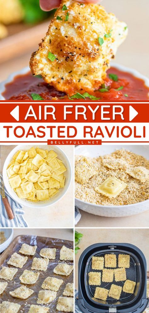 {Air Fryer} Toasted Ravioli Toasted Ravioli Air Fryer, Ravioli Air Fryer, Air Fryer Toasted Ravioli, Fried Ravioli Recipe, Toasted Ravioli, Air Fryer Recipe, Ravioli Recipe, Air Fryer Oven Recipes, Deep Frying