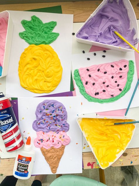 Puffy Paint Crafts, Diy Puffy Paint, Afterschool Program, Summer Camp Art, 4h Ideas, Ocean Animal Crafts, Salt Painting, Daycare Ideas, Kids Crafting