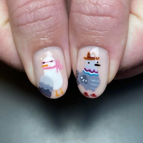 All Posts • Instagram Seagull Nails, Pigeon Nails, Goose Nails, Random Nail Designs, Bird Nails, Bird Nail Art, Funky Nail Art, Hello Nails, Nail Room