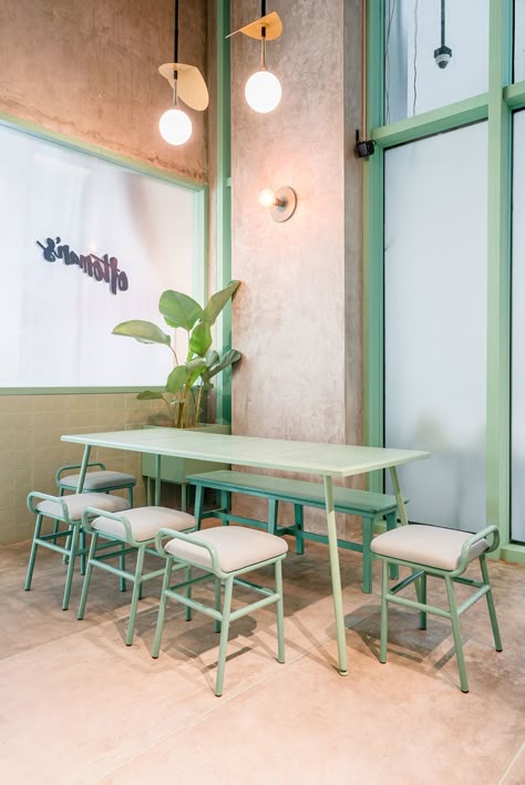 Pastel Colours Champion This Café By AlvinT Studio | Habitus Living Colorful Cafe, Pastel Interior Design, Pastel Interior, Bar Design Awards, Cafe Shop Design, Ottoman Coffee, Bar Design Restaurant, Cafe Interior Design, Cafe Shop