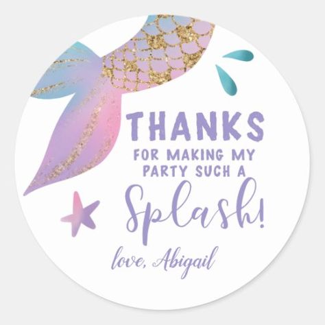 $7.25 | Magical Mermaid Birthday Thank You Favor #mermaid, under the sea, birthday party, thank you, splash, whimsical, magical, gold, purple teal, girl Mermaid Birthday Party Decorations, Mermaid Theme Birthday Party, Magical Mermaid, Under The Sea Birthday, Third Birthday Party, Mermaid Invitations, Mermaid Under The Sea, Sea Birthday Party, Mermaid Theme Party