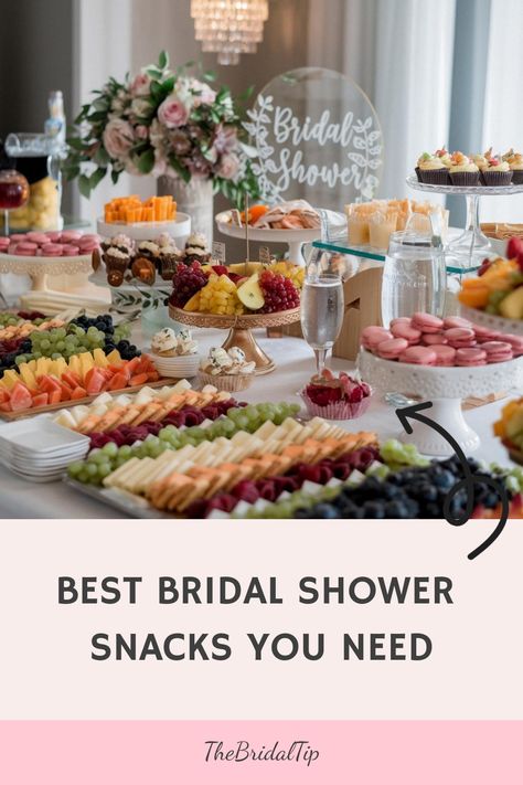 Best Bridal Shower Snacks You Need Bridal Brunch Ideas Finger Foods, Wedding Shower Appetizer Ideas, Bridal Shower Food Ideas Afternoon, Bridal Luncheon Food Ideas, Bridal Shower Snacks Appetizers, Brunch Wedding Shower Food, Wedding Shower Finger Foods, Bridal Shower Appetizers Finger Foods, Couples Shower Food Ideas