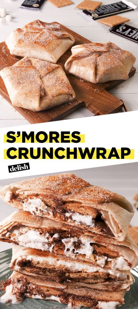 Smores Crunchwrap, Crunchwrap Copycat, Tacobell Crunchwrap, Crunchwrap Recipe, Korean Dessert, S'mores, Chocolate Dessert, Fun Baking Recipes, Alfredo Sauce