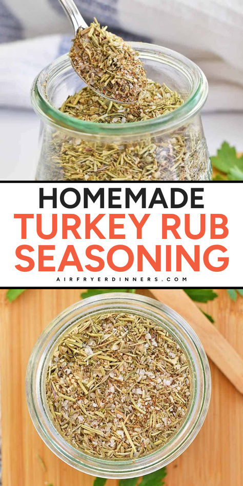 Make your holiday meals shine with Homemade Turkey Rub Seasoning! This simple holiday recipe features DIY seasoning blends from pantry seasonings. Perfect as a spice rub or dry rub for roasted turkey and chicken recipes. Your dishes will taste amazing! Enjoy! Best Rub For Turkey, Spice Rub For Turkey, Seasoning A Turkey Thanksgiving, Seasoning For A Turkey, Dry Turkey Rub Recipe, Roasted Turkey Seasoning Rub, Rub For Turkey Thanksgiving, Turkey Rubs Dry, Turkey Spices Rub