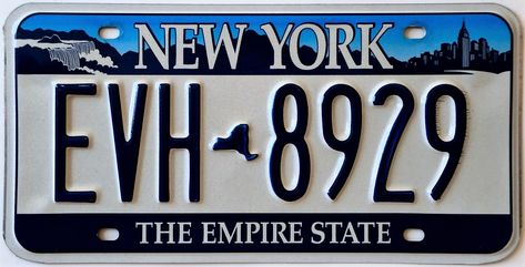 Car Number Plates, License Plate Designs, State Design, American Flag Wallpaper, New York City Skyline, The Empire State Building, Racing Car Design, Car Plates, Adirondack Mountains