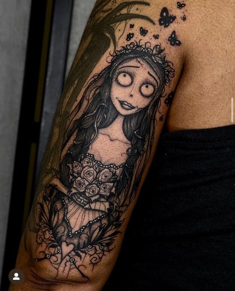 Emily Tattoo, Corpse Bride Tim Burton, Corpse Bride Tattoo, Illusion Tattoo, Tim Burton Tattoo, Optical Illusion Tattoos, Illusion Tattoos, Optical Illusion Tattoo, Finger Tattoo For Women