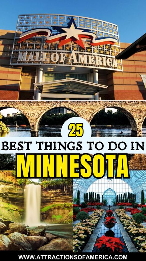 Immerse yourself in the wonders of Minnesota with must-see Attractions in Minnesota including Mall of America, Como Park Zoo, Boundary Waters & more. Check out Minnesota things to do | Places to visit in Minnesota, USA | Must-see places in Minnesota | Best Minnesota activities #thingstodoinminnesota #minnesotaattractions #minnesotaplacestogo #attractionsofamerica Minneapolis Things To Do, Minnesota Things To Do, Miniapolis Minnesota, Minnesota Travel Summer, Places To Visit In Minnesota, Anoka Minnesota, Burnsville Minnesota, Things To Do In Minnesota, Minnesota Day Trips Kids