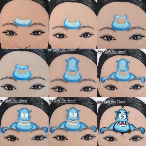 Dragon Ball Face Paint, Genie Face Paint, Face Paint Step By Step, Disney Face Painting, Monster Face Painting, Festival Face Paint, Face Painting For Boys, Girl Face Painting, Painting Station