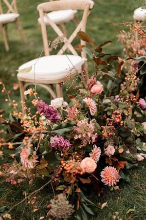 Lush Fall Wedding at a Private Residence in Holliston, Massachusetts | 53 more photos on PartySlate Fall Wedding Greenery, Holliston Massachusetts, Dockside Wedding, Wedding Greenery, Hot Cider, Catering Events, White Florals, Aisle Decor, Fall Plants