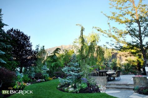 Mountain Lodge Landscaping, Mountain Home Landscaping Ideas, Mountain Landscaping Ideas, Mountain Home Landscaping, Redwood Landscaping, Mountain Landscaping, Mountain Ideas, Natural Mountain, Urban Backyard