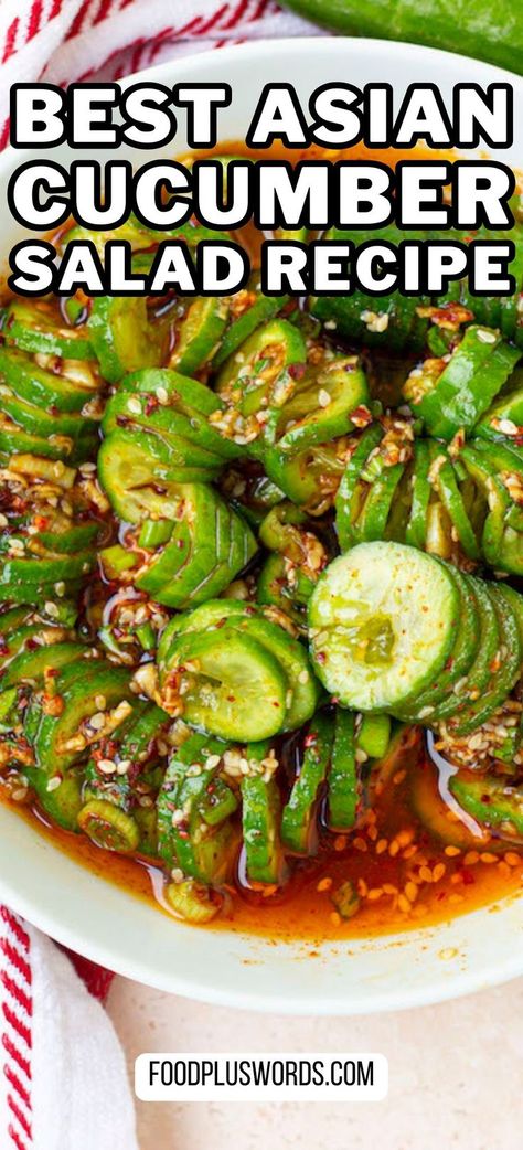 Cucumber With Chili Oil, Cucumber Sesame Oil, Tangy Cucumber Salad, Cucumber And Rice Recipes, Chili Oil Cucumber Salad, Vinegar Cucumbers Recipe, Light Easy Lunch Ideas, Cucumber Rice Vinegar Salad, Cucumber Chili Crunch