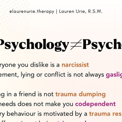 Lauren Urie, RSW on Instagram: "To cap off #MentalHealthAwarenessMonth what better way than to clear up some common misconceptions surrounding popular psychology. 

Social media has a significant impact on the way psychological terms are used and understood. The fast-paced, and often superficial nature, of social media typically encourages the oversimplification of complex concepts, leading to the flippant use of psychological terminology. 

Social media thrives on trends and buzzwords. Psychological terms like “narcissist”, “gaslighting”, etc. often become viral, being used in posts, tweets and videos. This widespread use can strip these words of their clinical meanings and reduce them to catch-all terms for any undesirable behaviours or experiences. 

When terms like “gaslighting” or “tr Psychology Social Media, Psychology Terms, Mental Health Awareness Month, Fast Paced, Healthy Habits, Being Used, Gravity, Psychology, Meant To Be