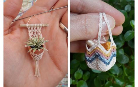 Macrame Thread, Parchment Craft, Miniature Projects, House Miniatures, Macrame Plant Hangers, Macrame Design, Dollhouse Accessories, Love Crochet, Macrame Patterns