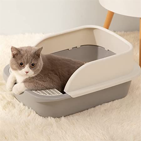 XLAIQ Cats Toilet Semi-Enclosed Cats Litter Box Design Sand Box Cats Tray Litter Box Furniture High Fence Pet (Color : C, Size : Small) High Fence, Litter Box Furniture, Litter Box, Cat Litter, Box Design, Fence, Extra Large, Tray, Pet