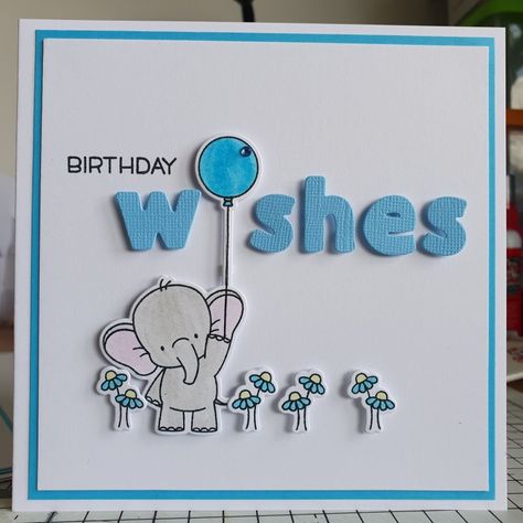 Elephant Greeting Card, Mft Adorable Elephants, Elephant Cards Handmade, Mirror Writing, Adorable Elephants, Elephant Cards, Happy Birthday Illustration, Card Artwork, Mama Elephant Stamps