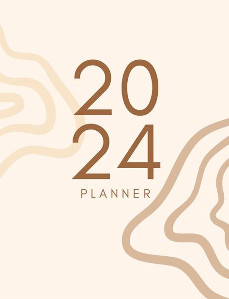 a white and brown poster with the number twenty four Monthly Planner Cover Design, New Year Cover Page, 2024 Planner Cover, Budget Planner Cover, 2024 Recap, Neutral Planner, Planner Cover Page, Free Weekly Planner Templates, Year Recap