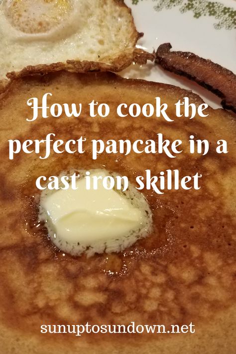 Learn how to cook the perfect pancake in a cast iron skillet with these tips and tricks. Once you cook your pancakes this way, you'll never go back! Cast Iron Pancake Recipe, Cast Iron Recipes Dinner, Cast Iron Pancakes, Pancakes On A Stick, Breakfast Casserole With Biscuits, Cast Iron Skillet Cooking, Cast Iron Oven, How To Cook Pancakes, Iron Skillet Recipes