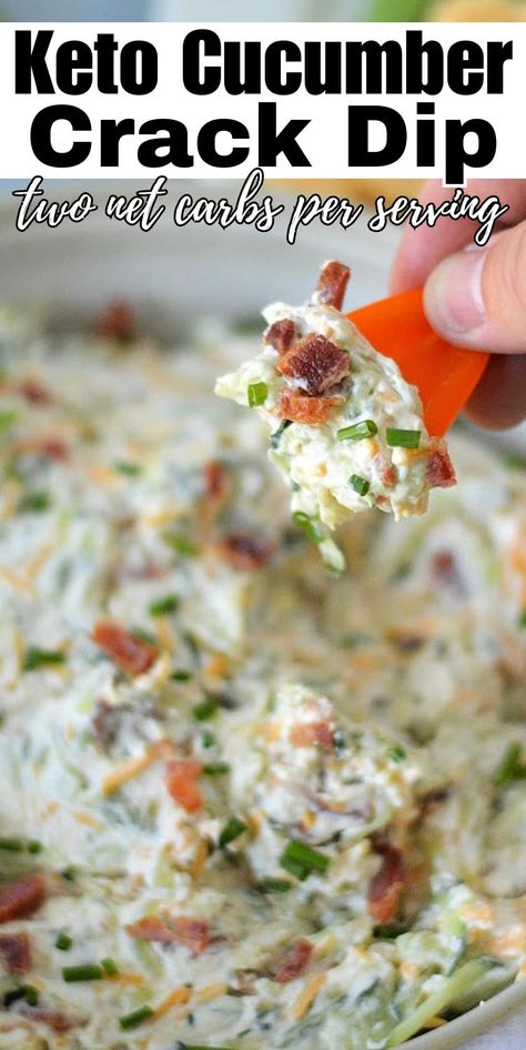 Keto Cucumber Crack Dip #ketocucumbercrackdip #cucumbercrackdip Keto Cucumber Recipes, Keto Dip Recipes, Keto Cucumber, Keto Finger Foods, Low Carb Dips, Keto Dip, Cucumber Snacks, Keto Dips, Family Recipe Ideas