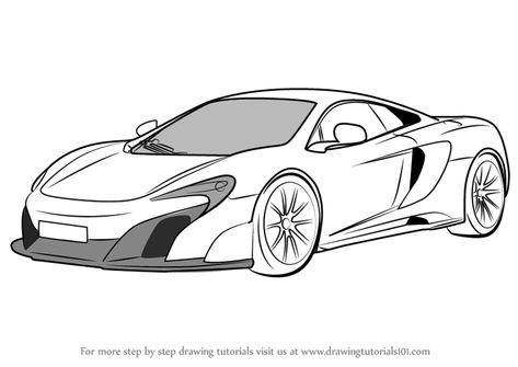 Learn How to Draw McLaren 675LT (Sports Cars) Step by Step : Drawing Tutorials Sport Car Drawing Pencil, Mclaren Coloring Pages, Race Cars Drawing, Sport Cars Drawing, Mclaren P1 Drawing, Sport Car Drawing, Mclaren Drawing, Racing Car Drawing, Sports Car Drawing