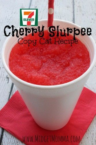 7-Eleven Slurpee Copy Cat recipe. Skip having to go to 7-11! You can make this copy cat right at home whenever you want it! Cherry Slushie Recipe, Homemade Slushies, Copy Cat Recipe, Icee Recipe, Chick Fil A Sauce, Slushie Recipe, Kid Drinks, 7 Eleven, Punch Recipes